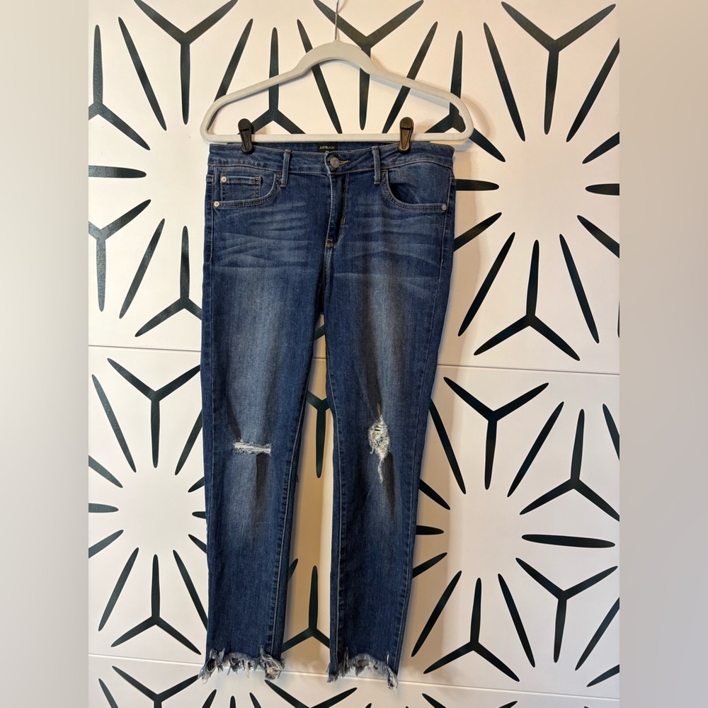Just Black Straight Leg Jeans – Distressed Raw Hem- Size 29